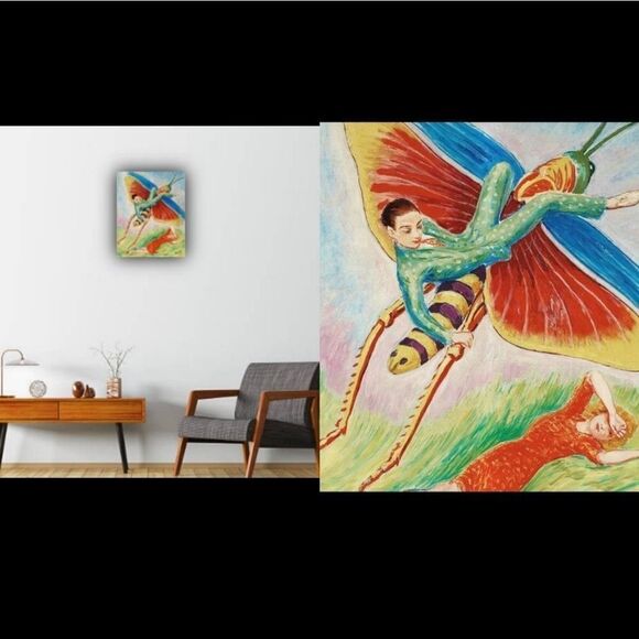 NEW NILS VON DARDEL 24 x 36 BUTTERFLY GRASSHOPPER FLIGHT Modern IKEA PRINT NWT - Picture 1 of 4